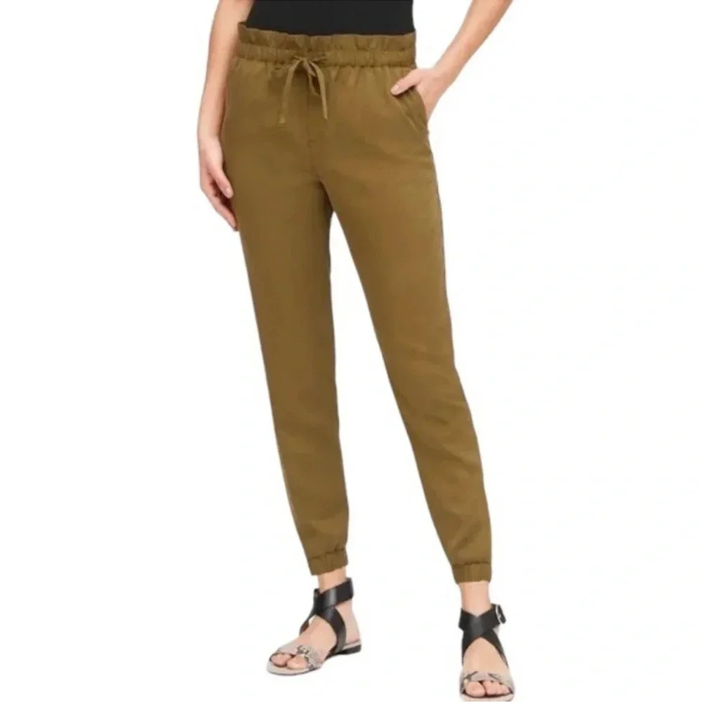 Banana Republic Paper Bag Waist Balloon Joggers Relaxed Fit Pants Olive Green XS